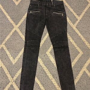 Black Balmain biker jeans